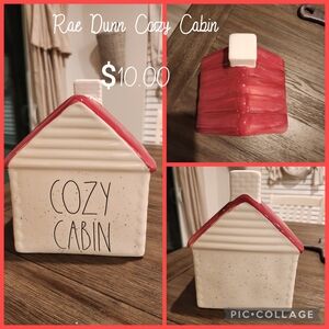 Rae Dunn Cozy Cabin Red and Cream Ceramic House